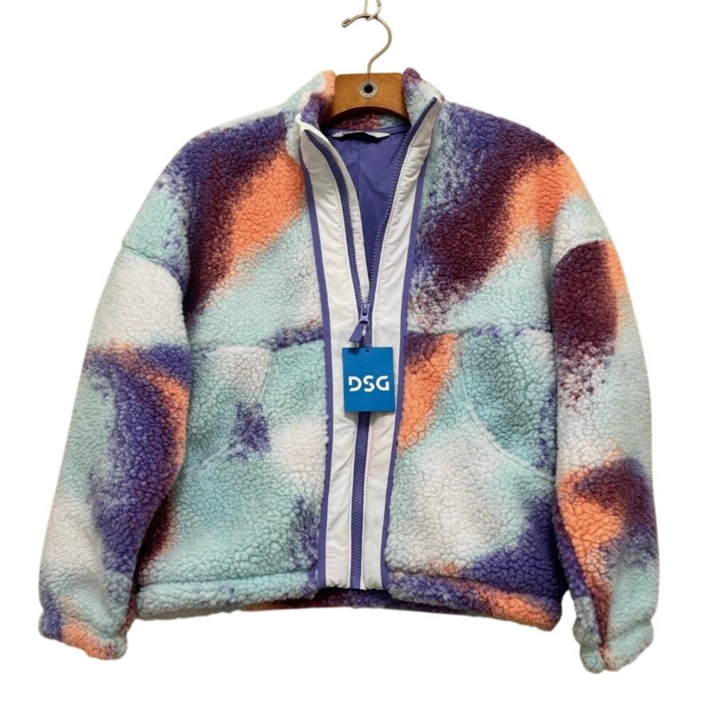DSG Cozy Fleece Full Zip Jacket Girls L14 Ice Cave Multi NWT
